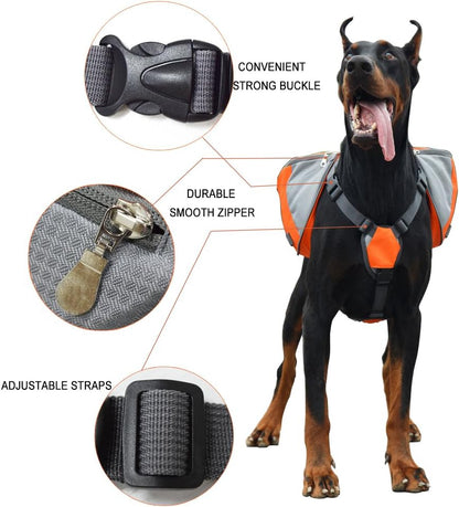 Lifeunion camping dog backpack highlighting the soft mesh breathable underside