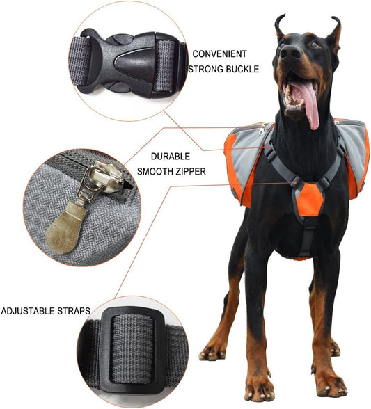 Lifeunion camping dog backpack highlighting the soft mesh breathable underside
