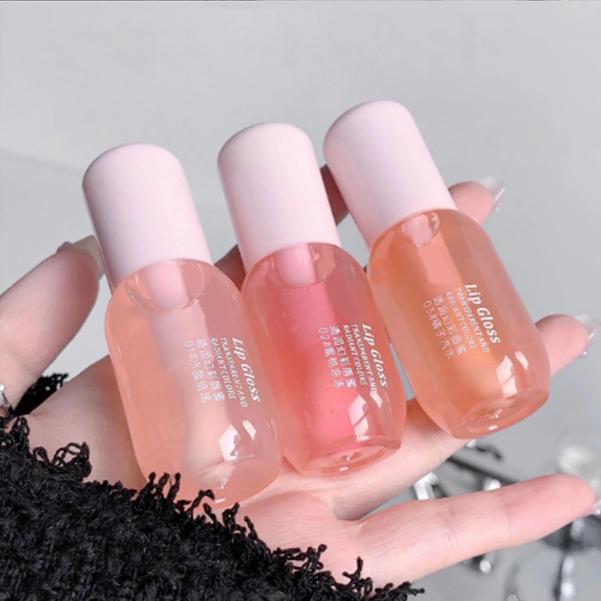 Generic moisturizing lip balm and hydrating lip oil 3 piece set front view