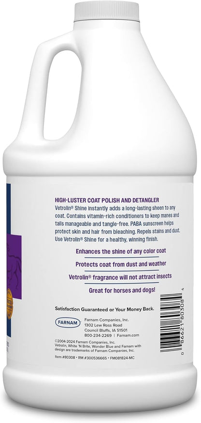 Farnam Vetrolin Shine, High-Luster Coat Polish and Detangler Spray, Ideal for Horses and Dogs, 64 oz. - Image 9