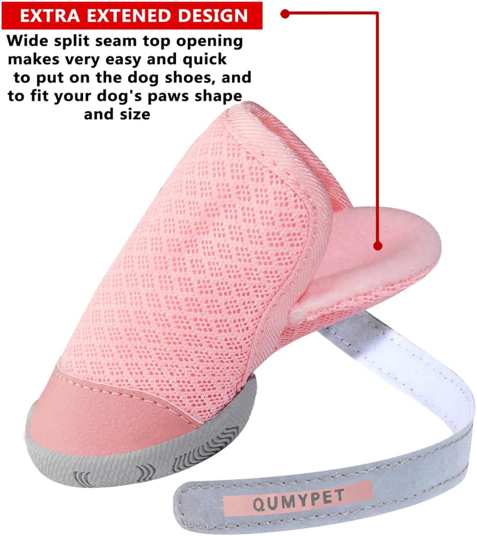 Qumy dog booties showing reflective safety strap