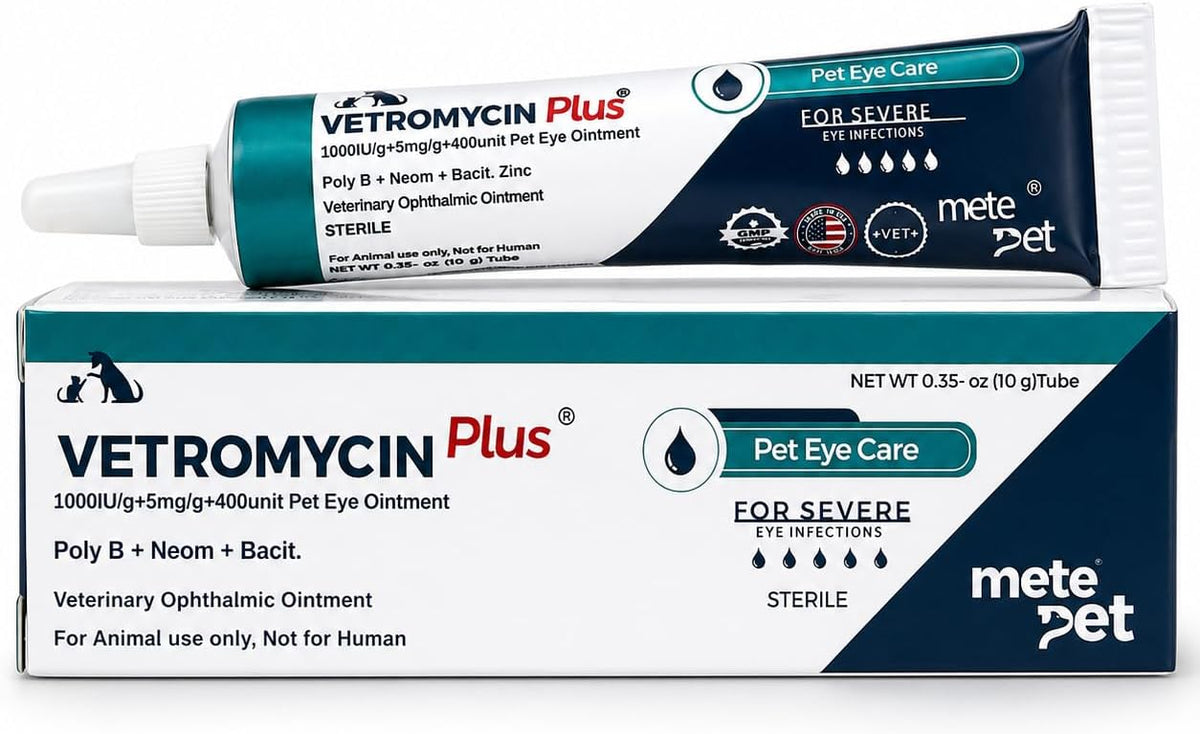 Metepet veterinary triple antibiotic ophthalmic ointment packaging details