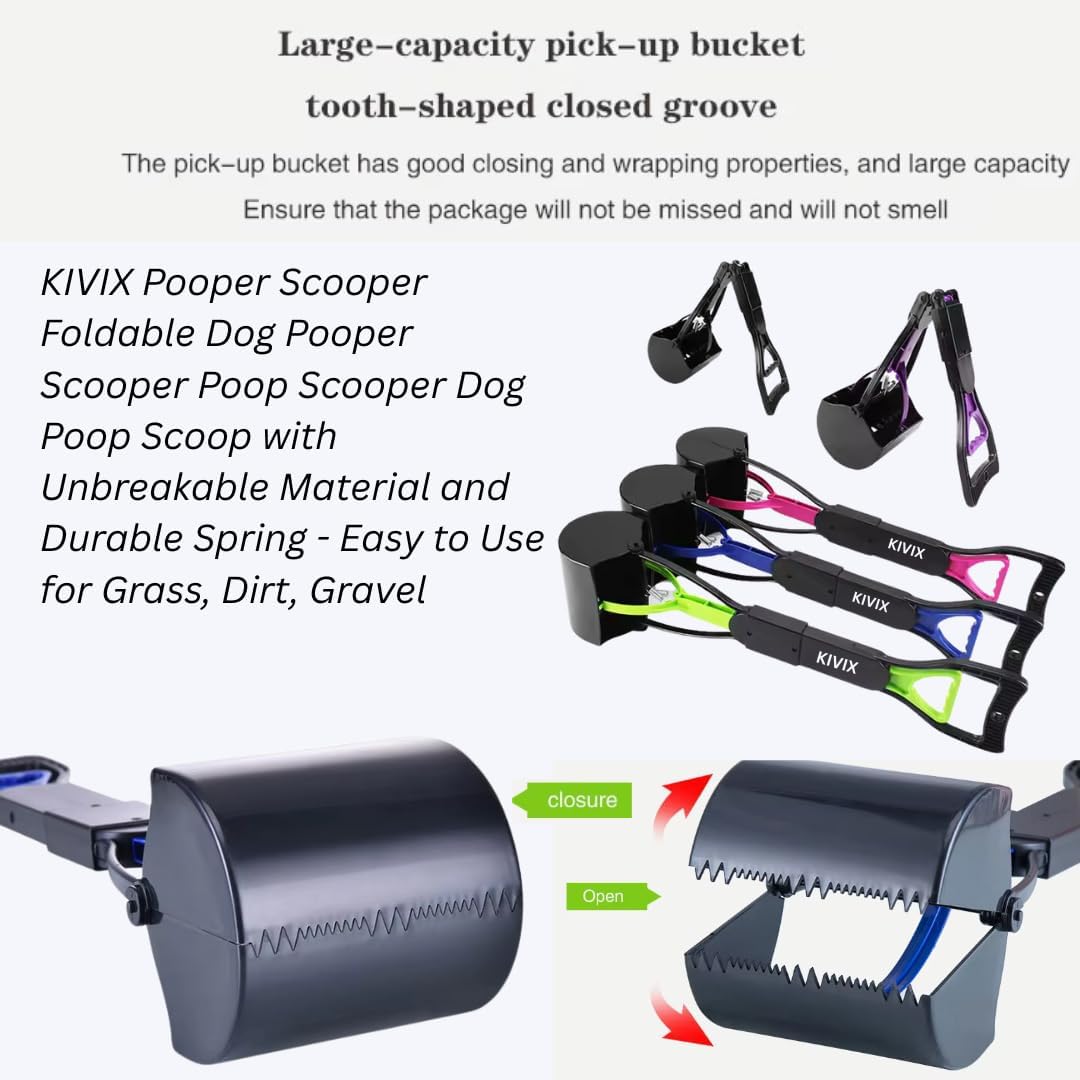 Unbreakable material long handled pet waste scoop being rinsed clean with a garden hose.