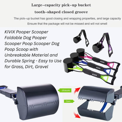 Unbreakable material long handled pet waste scoop being rinsed clean with a garden hose.