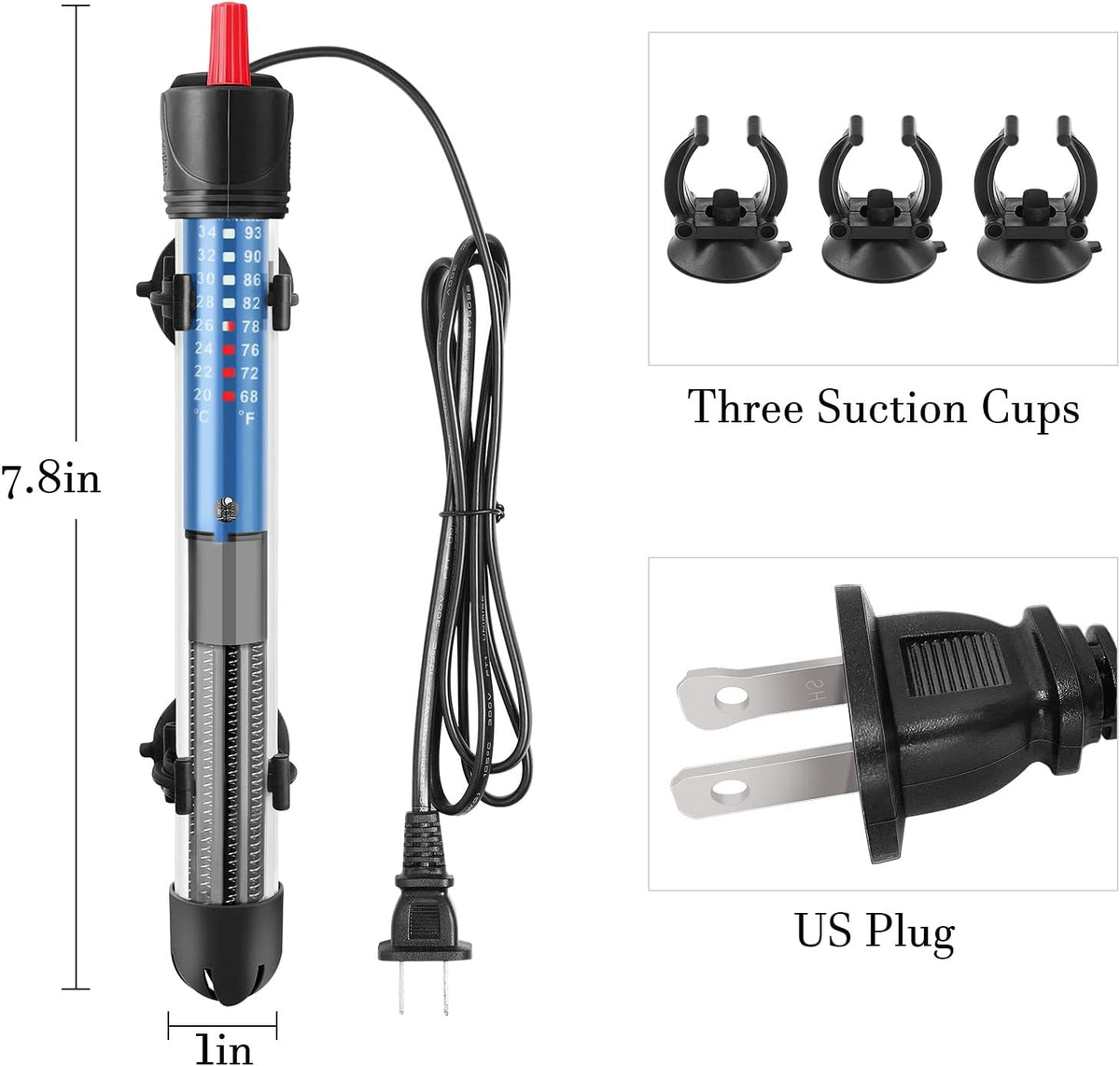 Hitop 50W fish tank water heater with temperature dial