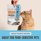 Instinct pet food raw boost mixers fish recipe for adult cats.