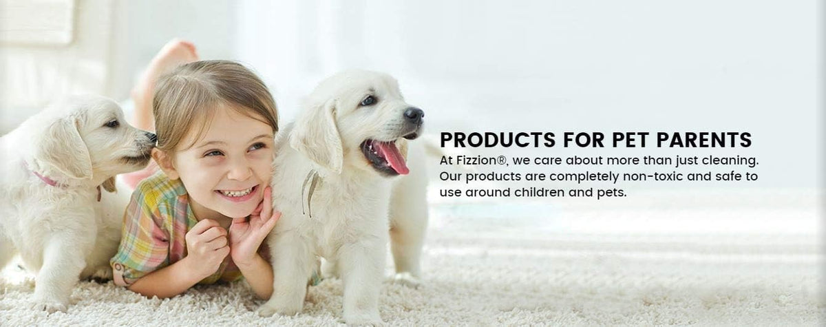 Fizzion pet odor remover packaging back label with usage instructions