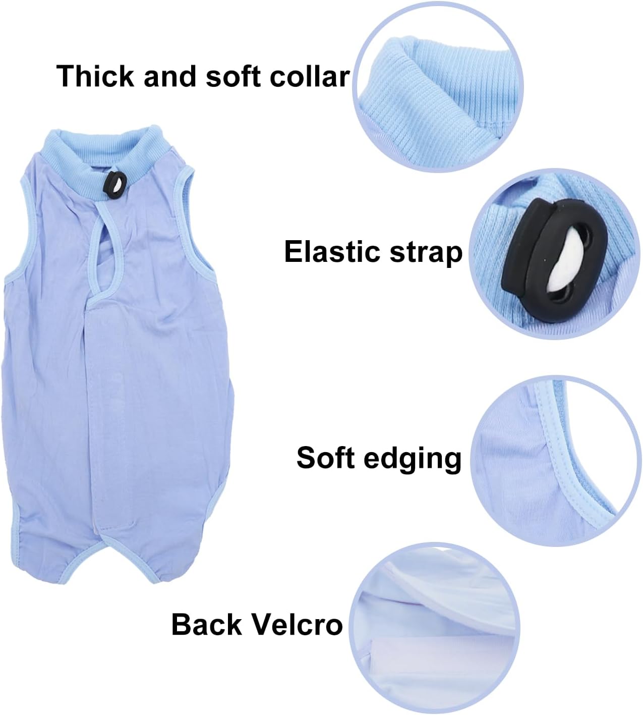 QIYADIN cat surgical onesie showing secure back velcro closure