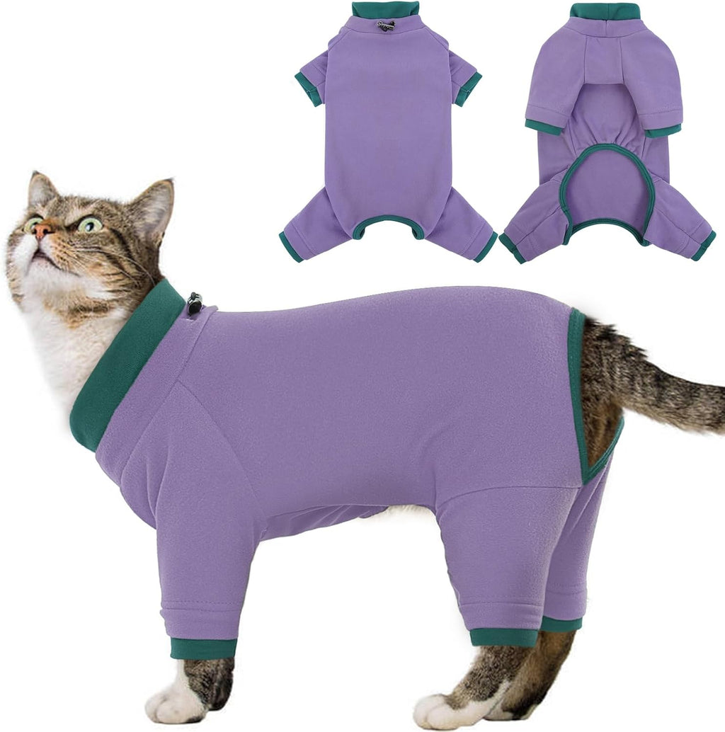 Sticky Cat Clothes Stretchy, Sphynx Hairless Sweater & Pajamas for Cats only, Soft Cat Onesie for Cats After Surgery Female Male & Hair Loss Prevention, Green XL - Image 10