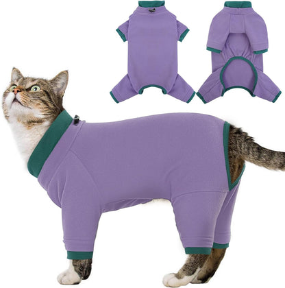 Sticky Cat Clothes Stretchy, Sphynx Hairless Sweater & Pajamas for Cats only, Soft Cat Onesie for Cats After Surgery Female Male & Hair Loss Prevention, Green XL - Image 10