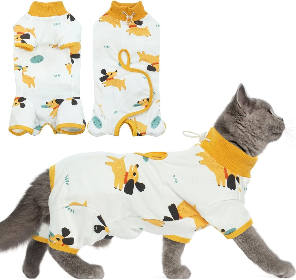 DENTRUN Cat Surgery Recovery Suit Female Male Soft Onesie, Kitten Surgical Collar Cone Alternative Shirt, Abdominal Wounds Anti-Licking Pajama for Small Pets Spay, Cat Body Suit Post Surgery - Image 15