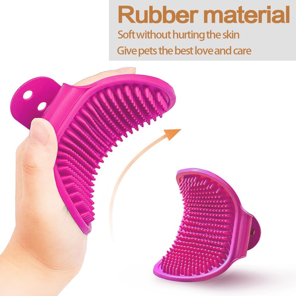 Two pack pet shampoo brush in pink and blue colors