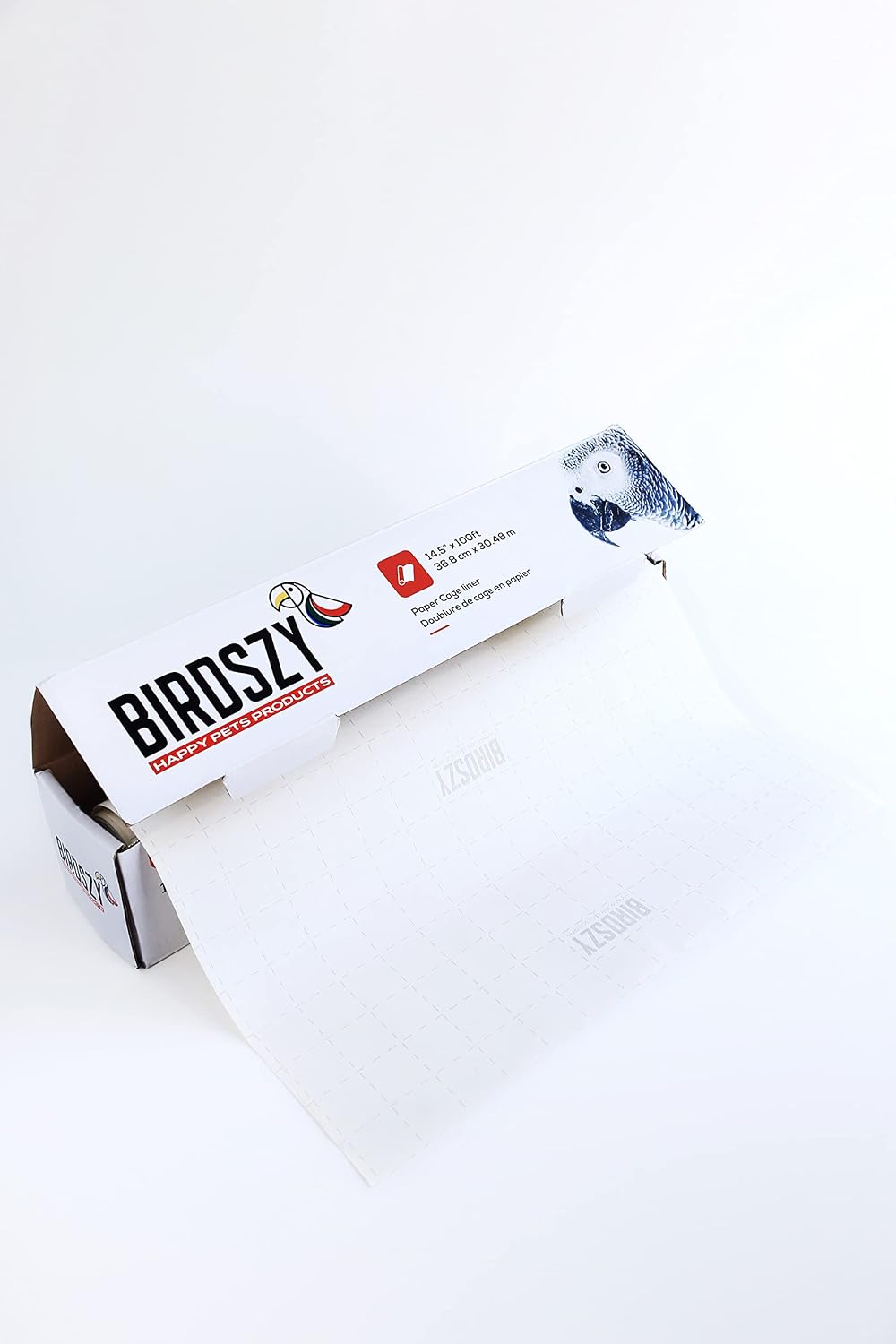 Birdszy bird cage paper liner laid out to show inch markings