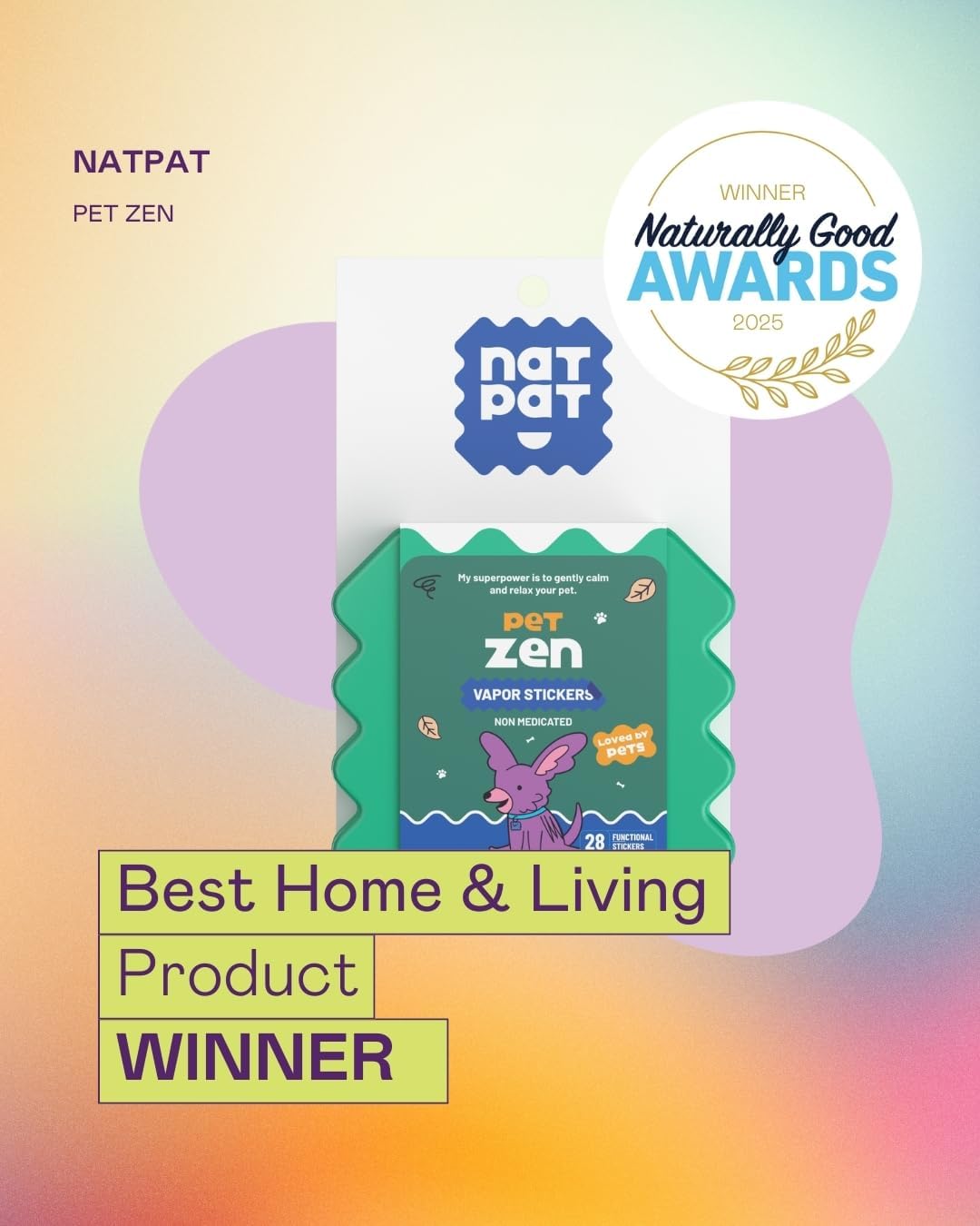 NATPAT brand non medicated pet patches highlighting the eight hour slow release aroma technology.