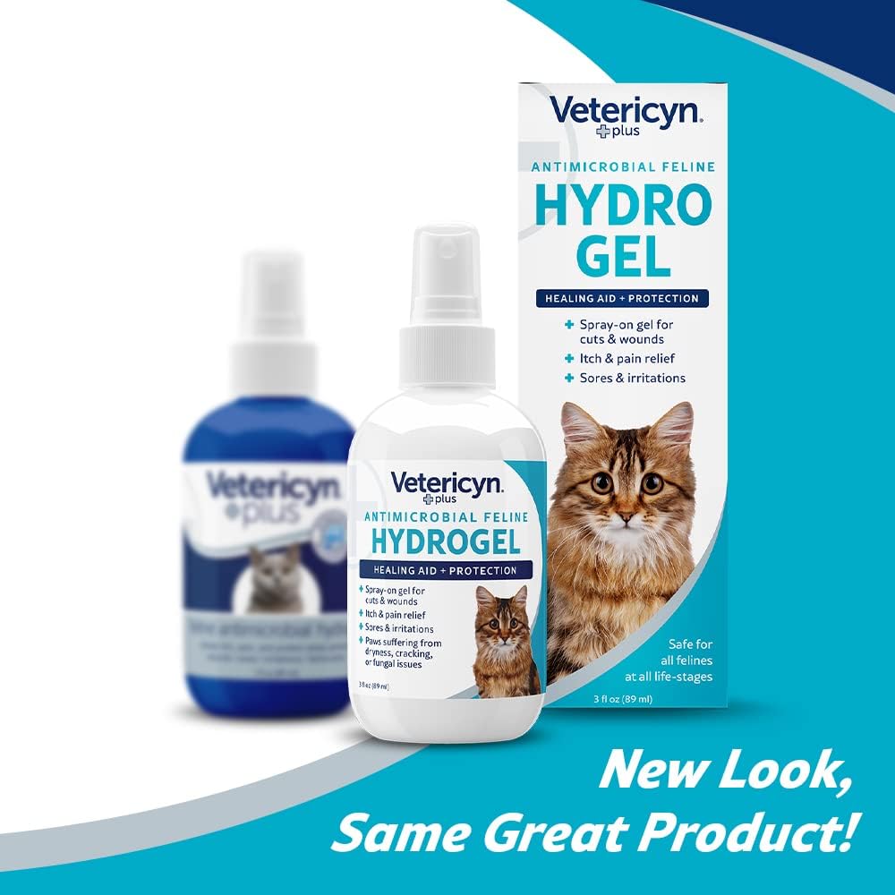 Close up shot of Vetericyn Plus cat itchy skin relief spray formula details.