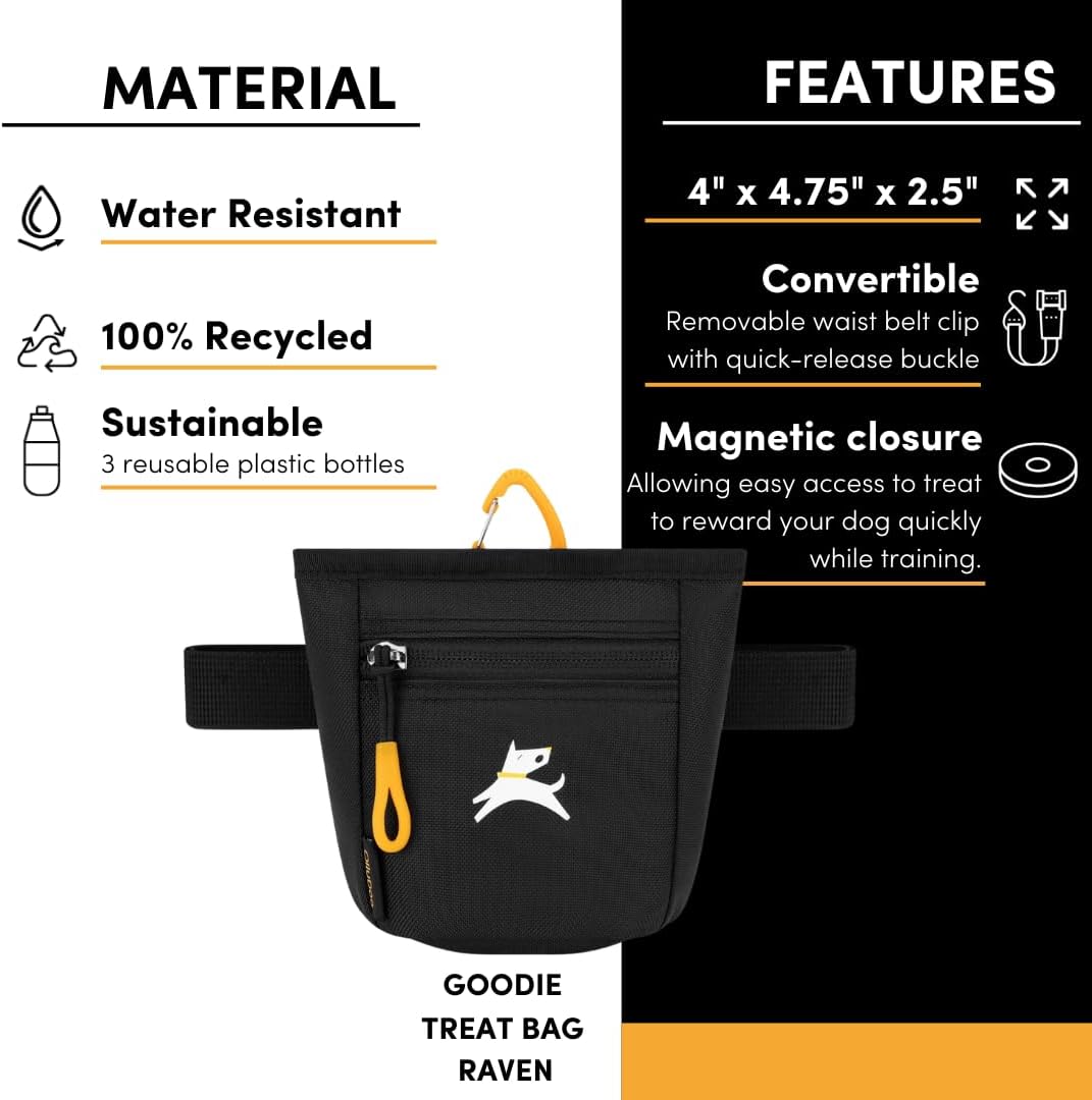 OllyDog, Goodie Treat Bag, Dog Treat Training Pouch | Magnetic Closure | 3 Ways to Wear | Hands-Free Waist Belt | Water-Resistant Recycled Vegan Fabric (Raven S'25) - Image 9