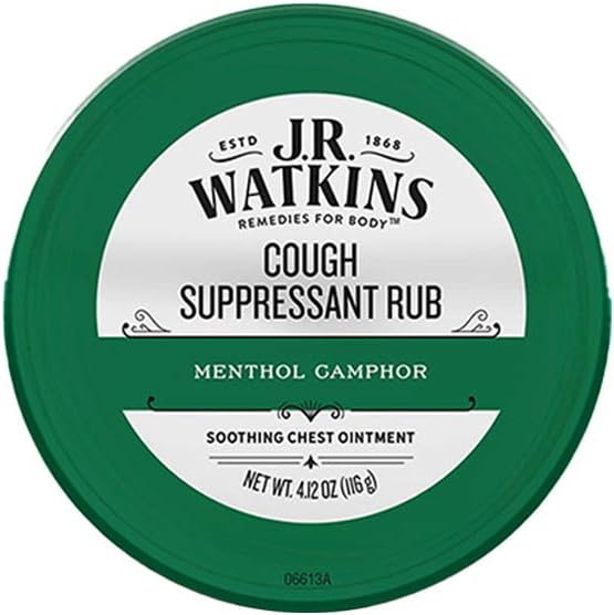 J.R. Watkins Menthol Camphor Ointment front view green tin for chest congestion relief