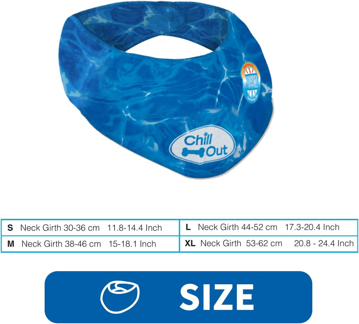 All For Paws dog cooling neck wrap blue water ripples pattern close up