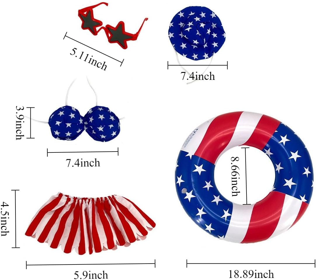 USA imported aymolas patriotic yard goose costume featuring miniature swim ring floatie.