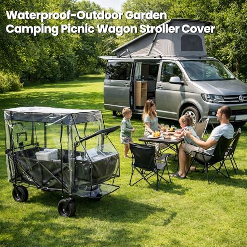 Wagon rain cover folded for storage and portability