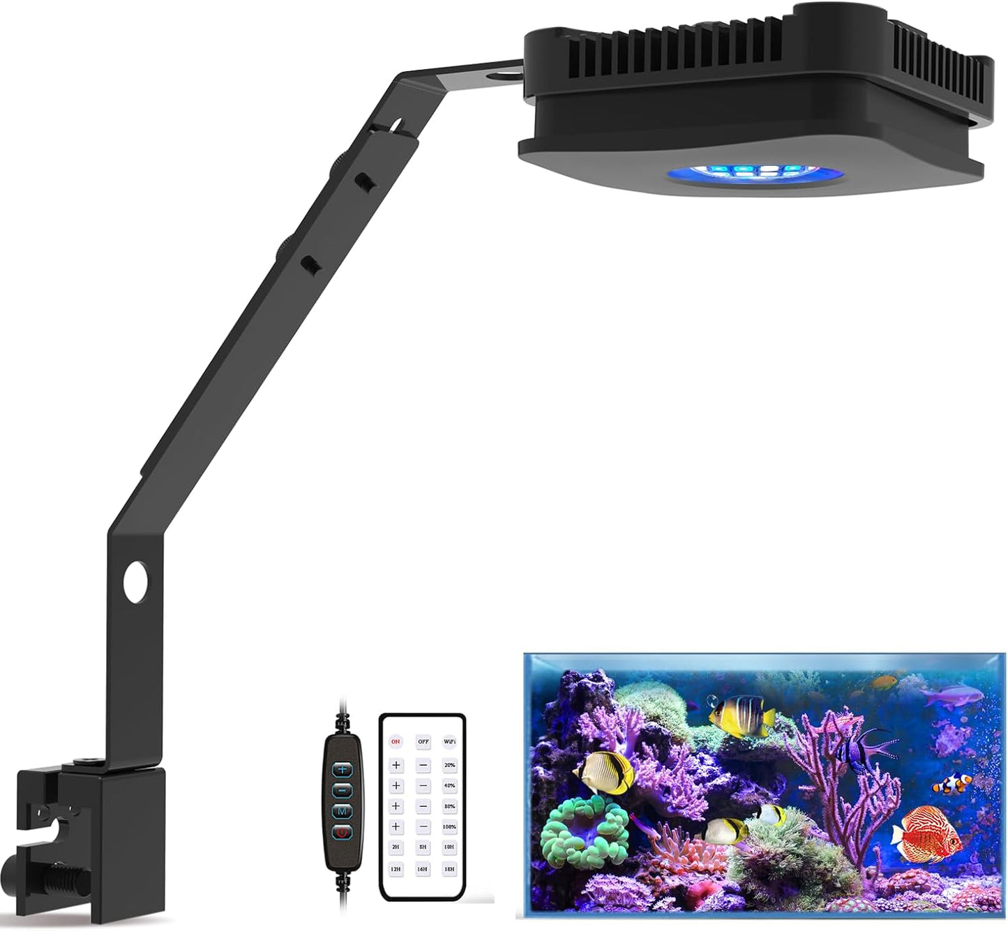 Lominie LED Aquarium Light, Planted Tank Light 4 Channels Remote Control 6500K Aquarium LED Lamp for Freshwater Fish Tank Refugium with Gooseneck (A20 Freshwater) - Image 10