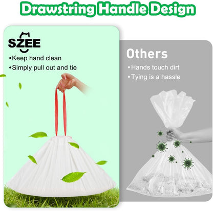 SZEE thick self cleaning cat litter liners close up of drawstring handle