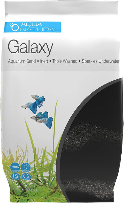 Aqua Natural Galaxy Sand 20 Pound bag front view premium black aquarium substrate
