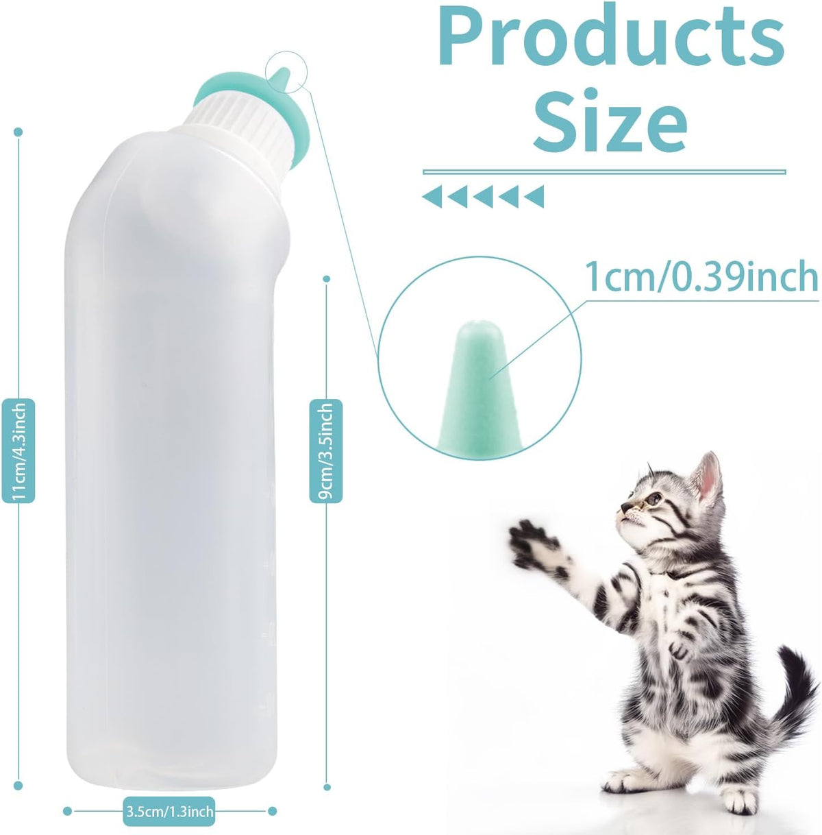 Newborn pet feeding bottle set with five silicone nipples and measuring cup