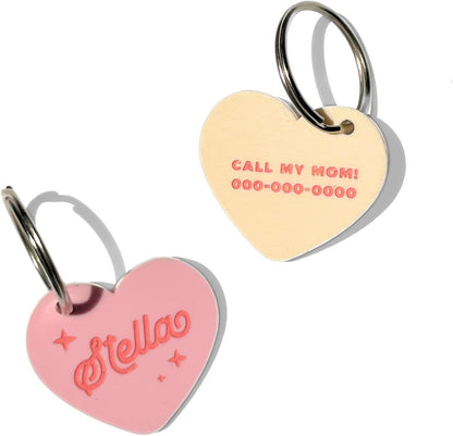 Custom engraved contact information on back of acrylic pet tag