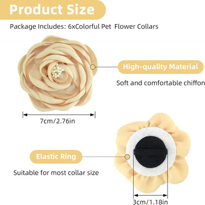 Close up view of the back elastic bands on chiffon pet flower attachments