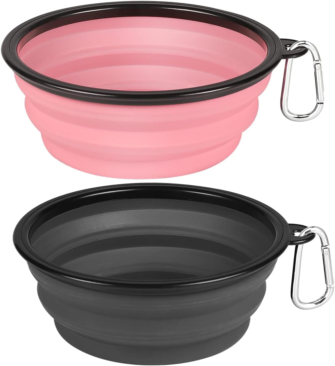 Kytely Large Collapsible Dog Bowls 2 Pack, 34oz Foldable Dog Travel Bowl, Portable Pet Water Food Bowl with Clasp, Pet Cat Feeding Cup Dish for Traveling, Walking, Hiking (Black+Blue) - Image 12