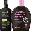 B.tan tanning oil and UV bed lotion kit front view bottle packaging