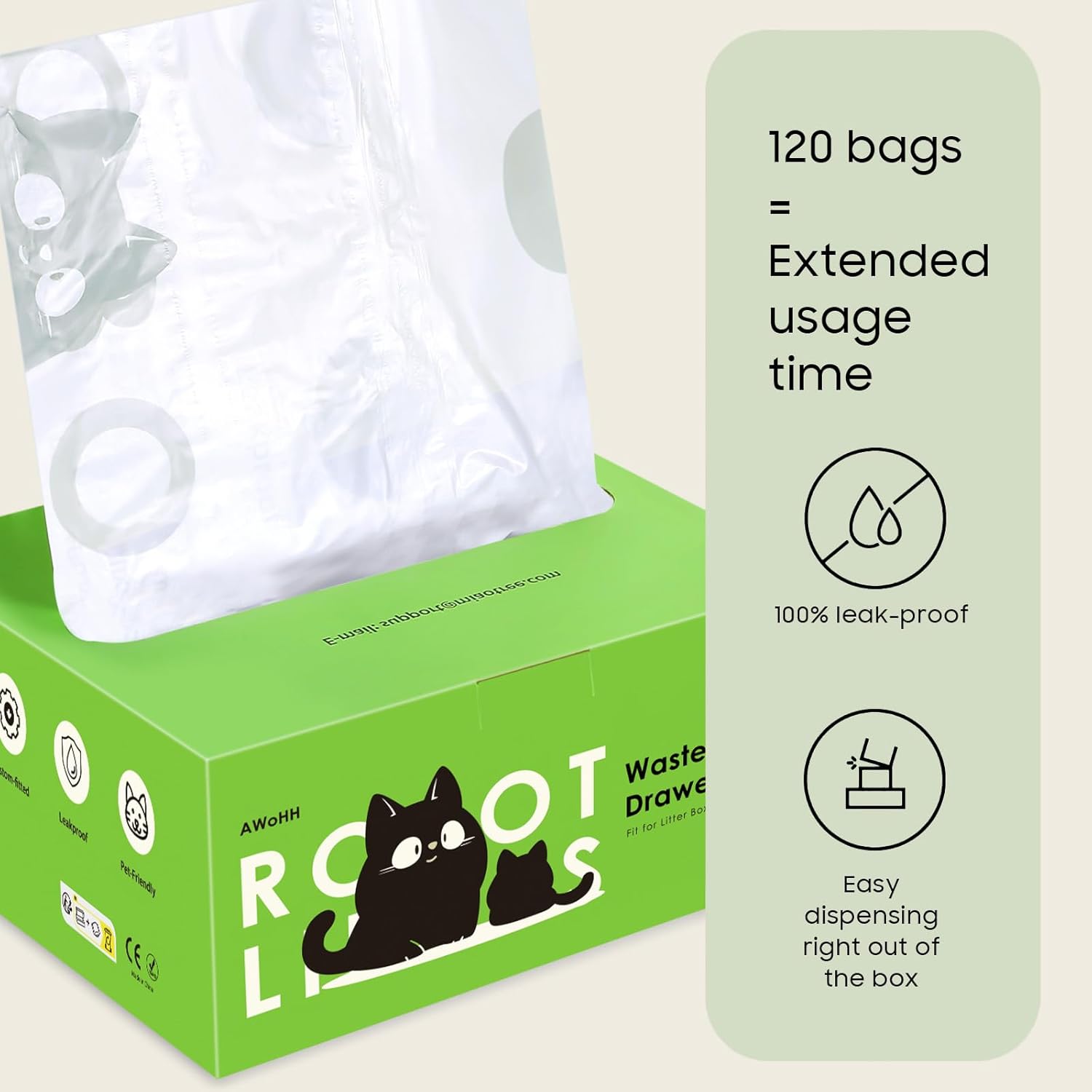AWoHH pet waste bags installation guide diagram for smart litter drawers