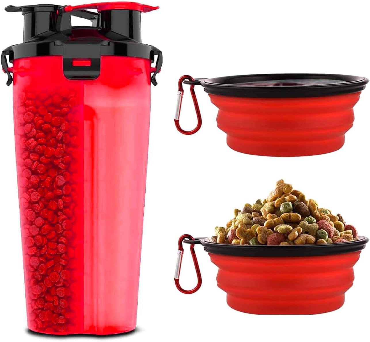 Dog Travel Water Bottle W/Collapsible Bowls - Portable 2 in 1 Leakproof Pet Water Bottle Food Container Ideal for Travel, Outdoor Portable Water Bowls for Walking, Camping & Hiking - (Pink) - Image 9