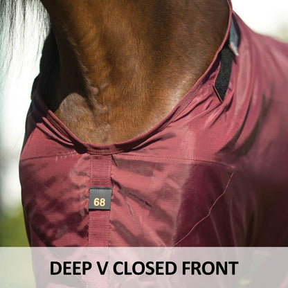 Adjusta Fit equine protective sheet side view showing leg straps