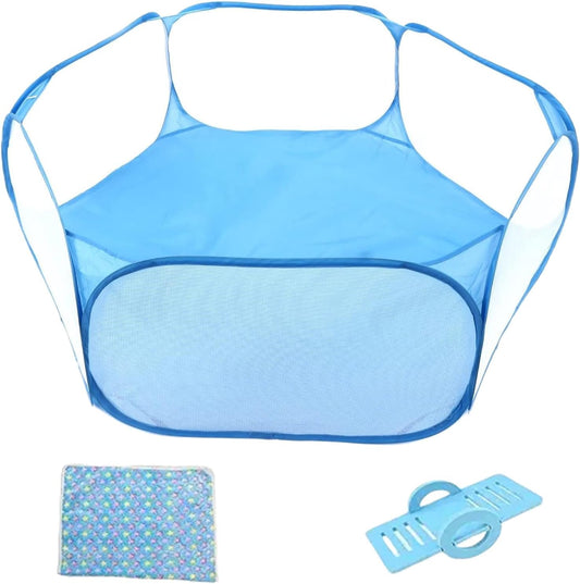 Hamster Playpen Guinea Pig Playpen Bunny Breathable & Transparent Playpen with Mat for Chinchilla Hedgehog Rat Foldable and Easy to Carry - Image 1