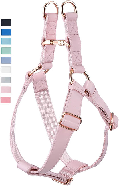 Soft Leather No Pull Dog Harness - Adjustable Step in Dog Harness with Rose Gold Heavy Duty Metal Buckle, Freedom Nylon Dog Halter Vests for Small Medium Large Dogs Easy Walking Training (White,S) - Image 10