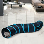 Sheldamy kitten tunnel maze laid out flat on a living room floor demonstrating floor mount stability.