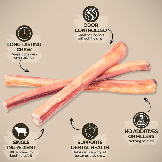 Bully Bunches All Natural single ingredient beef dog treats close up highlighting the durable texture for large dogs