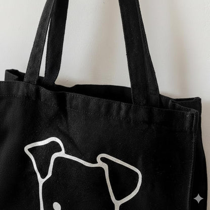 Side view of organic cotton Charlie dog tote bag