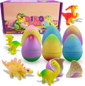 Yaxuan 6 pack dinosaur hatching surprise eggs front package view showing six colorful textured toy eggs.