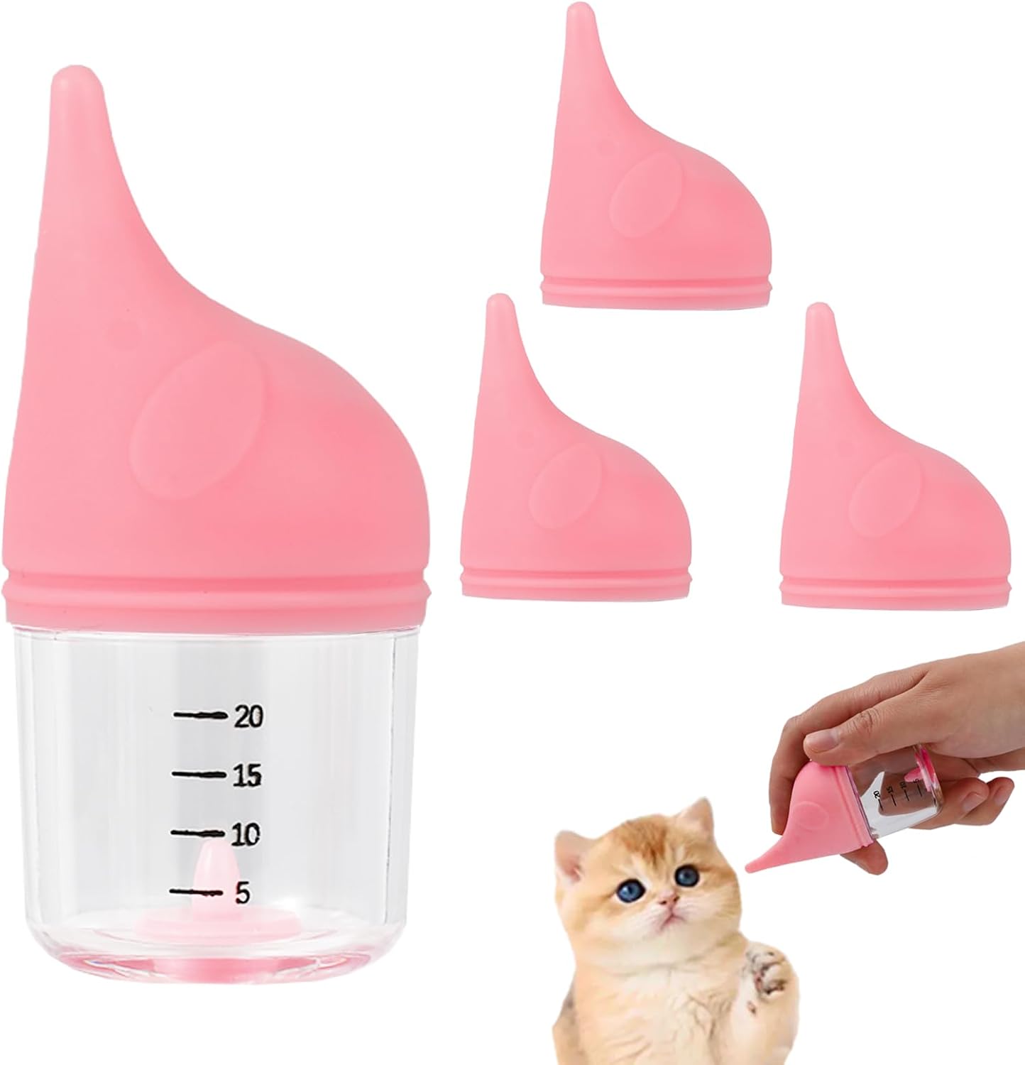 Kitten Bottle Feeding Kit for Nursing, Milk Bottles for Feeding Newborn Puppies,Anti-chocking Design with 3pcs Replaceable Nipples, Cute Elephant Shape for Nursing Small Animals Pets (Blue, 20ML) - Image 9