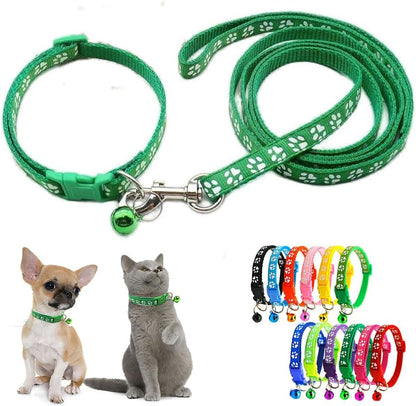 Green xs Dog Collar Leash Set, Puppy Collar Girl Reflectived Paw Print for XXS Xs Small Dog Cat Pet Animal Litter Tiny Kitten Boy Girls - Image 12