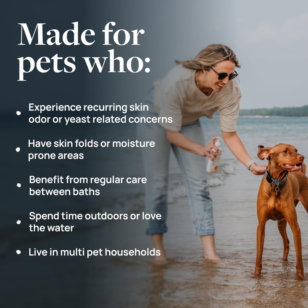 Veterinary Formula medicated pet spray bottle showing active ingredients for bacterial infection relief