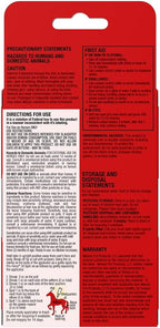 Manna Pro Pro-Force 50 horse fly repellent outer box close up with warnings and safety instructions