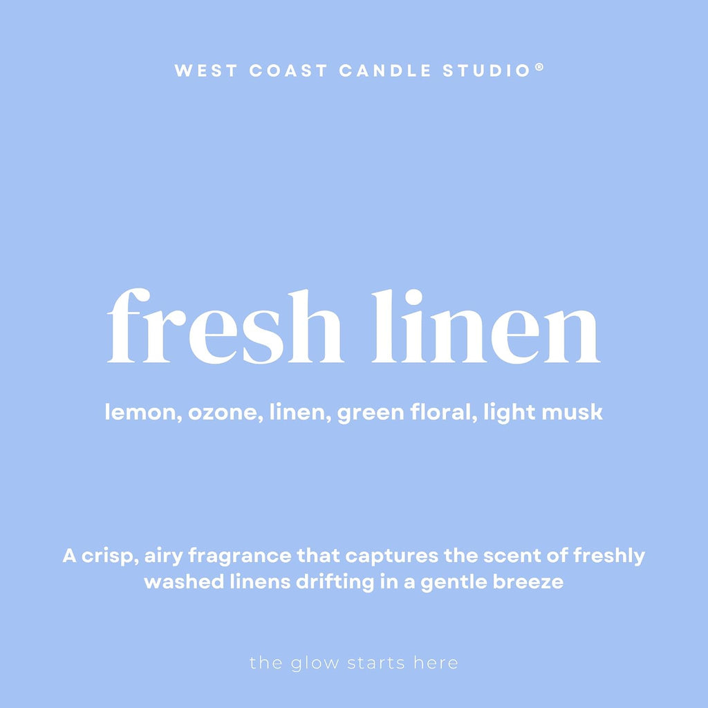 West Coast Candle Company fresh linen odor eliminating wax melts for dogs packaging