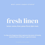 West Coast Candle Company fresh linen odor eliminating wax melts for dogs packaging