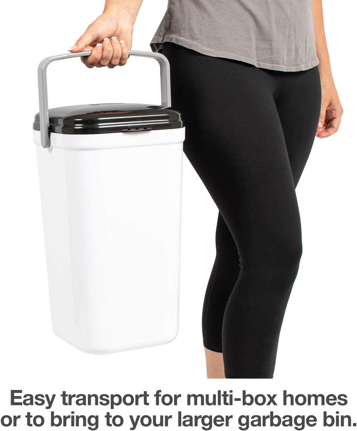 PetFusion Portable Cat Litter Disposal; Innovative Dog Poop Trash Can with Locking Handle, included Deodorizer; Built-in Poop Bag Holder; With 10 Waste Bags; White and Black - Image 9