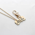 Matching friendship dog bone pendant necklace and keychain gift set for two pieces