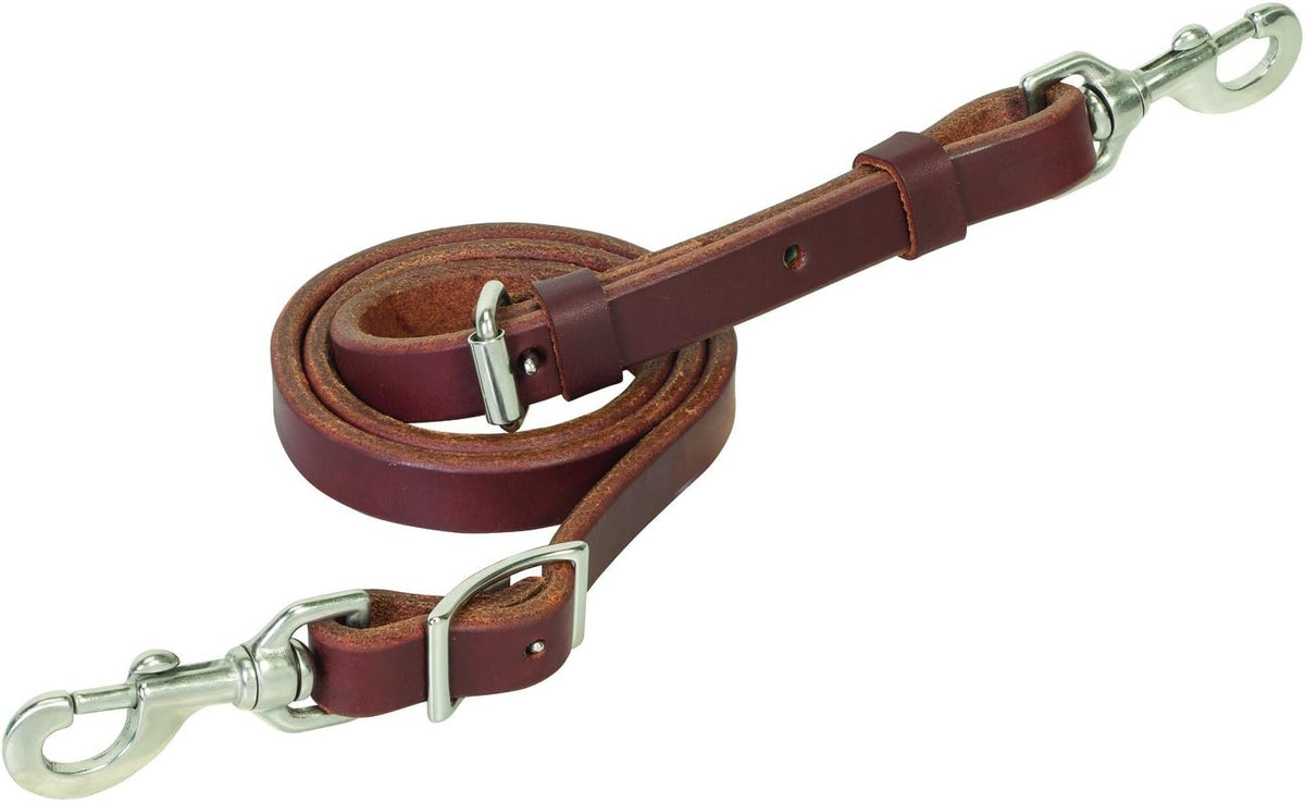 Weaver Equine Working Tack Tie Down in golden chestnut leather front view